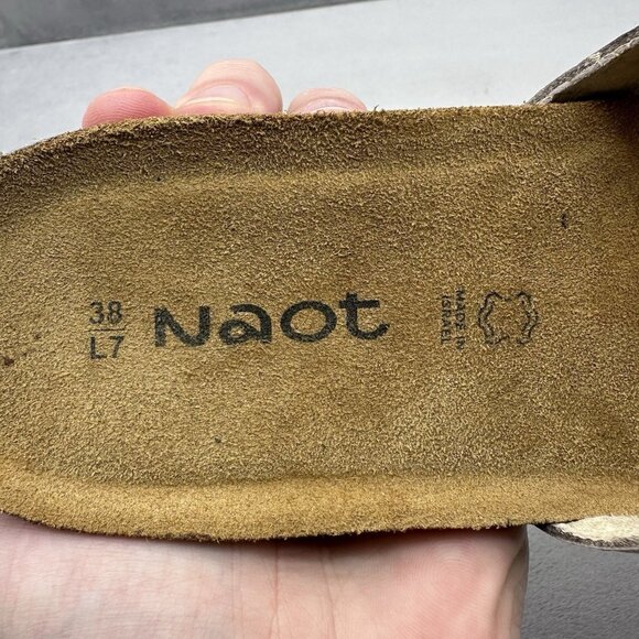 Naot Liv Womens Size 7 Sandals Radiant Gold Leather Flats Slide Cork Footbed - Picture 8 of 8